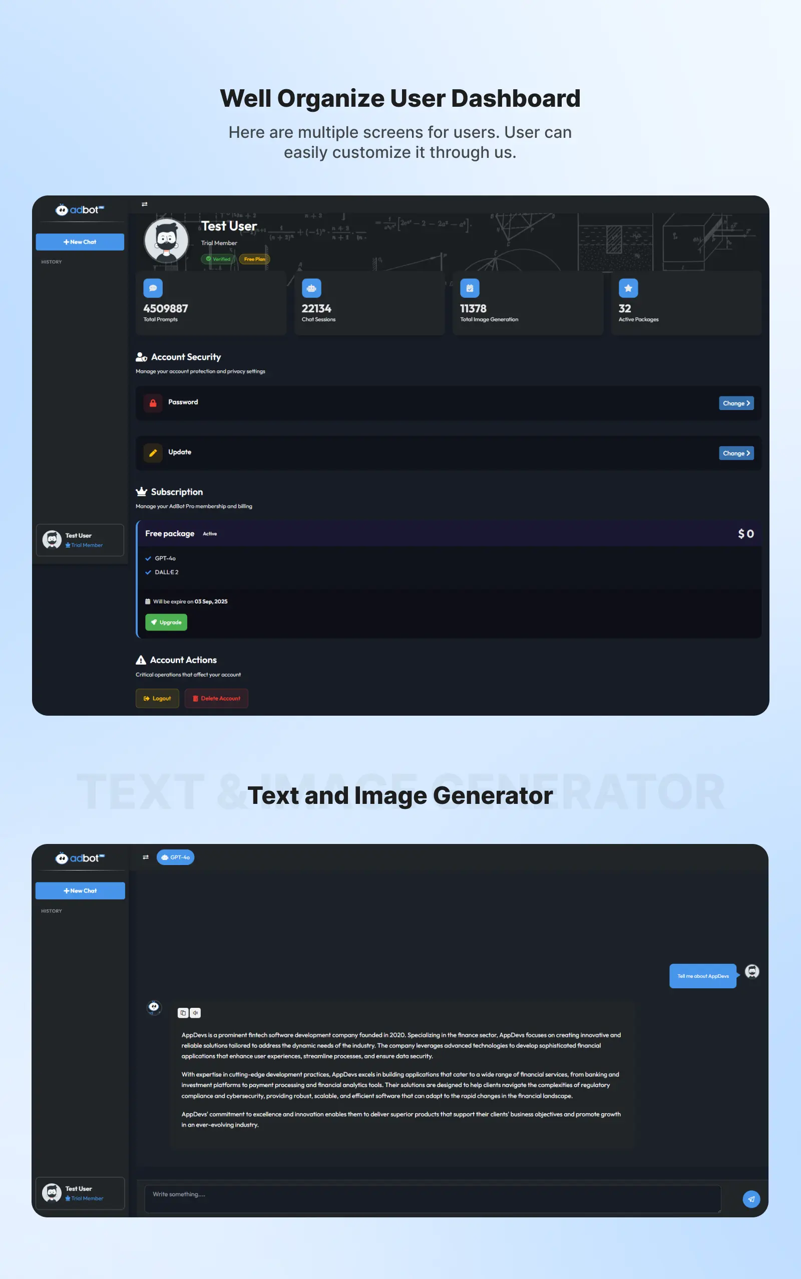 AdBot Pro – AI Chatbot SaaS Platform with OpenAI Full Solution